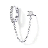 925 Silver Cross-Border Single-Row Moissanite Ear Climber Fringe Ear Studs-30 points set with moissanite  925 silver