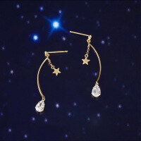 wholesale S925 Sterling Silver Japanese-style Light Luxury Small Star Tassel Earrings, Ethereal and Slimming Hypoallergenic Earrings for Drop Shipping-Fairy Airflow Su Star Earrings>925 Silver