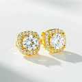 925 Silver D Color Moissanite Four-Prong Ear Studs for Women, Wholesale-0-2