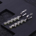 wholesale S925 Silver Light Luxury Fashionable Natural Peridot Earrings, Designed with Inlaid Natural Gemstone Ear Drops-0-2