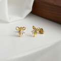 wholesale S925 Sterling Silver Bow Ear Studs for Women, Simple and Cute, Sweet, Girly, Elegant, Petite, Unique Earrings Wholesale-0-2
