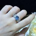 Gold-Plated Sterling Silver Light Luxury Retro 8*10mm Lab-Grown Oval Gemstone Ring-0-3