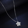 925 Silver Pendant with 1-Carat Moissanite, Camellia Necklace-0-0