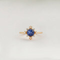 wholesale S925 Silver Plated 14K Gold Snowflake Design Pearl and Star Sapphire Ring, Christmas Limited Edition-0-0