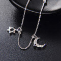 wholesale S925 Sterling Silver Korean and Japanese Minimalist Celestial Star and Moon Ankle Chain with Design Appeal Cross-Border New Accessory Gift-0-3