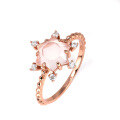 wholesale S925 Sterling Silver New Korean and Japanese Light Luxury Ring, Romantic Rose Gold-Plated Rose Quartz, Fresh Women's Band-0-0