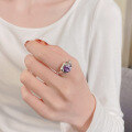 wholesale S925 Sterling Silver Light Lavender Love Zircon Inlaid Minimalist Ins Trendy Ring for Women-0-1
