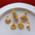 wholesale Gold-plated 925 ancient silver fittings with rhinestones, bamboo leaf, six-syllable mantra, sunflower pendant, and abacus charm for DIY-0-1