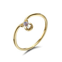 wholesale 925 Sterling Silver, New Korean Style V-Shaped Ring with Natural Blue Moonstone, Factory Direct-Moonstone V-Shaped Thin Ring No. 14