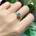 wholesale Silver Plated 18k Gold 6*9mm Pear Shaped Light Sea Blue Full Moissanite Ring-0-5