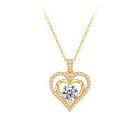 Metal Pendant Double Heart Moissanite Necklace for Women-18K Gold Heart Necklace [Contact customer service to order  1 Carat Moissanite]