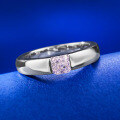 wholesale S925 silver jewelry new square 5*5mm pink diamond set minimalist daily ring for women in ins style-0-2
