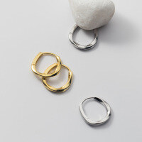 wholesale S925 silver polished irregular twisted ear clips Korean version geometric personalized temperament ear accessories M02293-S925 silver pair gold 925 silver