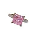 wholesale 925 Sterling Silver Fashion Crystal Jewelry European and American Geometric Diamond-Cut Pink Zircon Ring-0-4