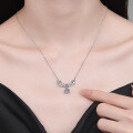 S925 Sterling Silver 1-Carat Moissanite Necklace, Light Luxury Floral Wheat Forest-Style Chain Wholesale-0-2