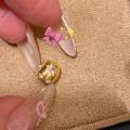 wholesale S925 Sterling Silver Brushed Cat's Eye Small Gold Ball Vintage Starry Pink Diamond Round Ring Necklace Women Light Luxury Retro Collarbone Chain-0-1