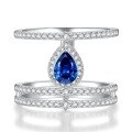 wholesale S925 Sterling Silver New Style 1 Carat Pear-shaped Tanzanite 5*7 Teardrop Ring, Fashionable and Elegant-0-5