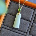 wholesale Silver-gilt and certified natural Hetian jade antique Chinese-style pendant with inlaid jade, Hanfu necklace ornament, Wushi plaque-0-1
