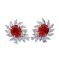 wholesale Metal material first: ZHUO Zhifan new style pigeon blood red 8*10 earrings for women, extravagantly set with full diamonds, cross-border style, drop shipping available-0-4
