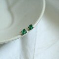 wholesale 9K Gold Emerald Zircon Stud Earrings New Trendy Simple Goddess Style Small and Delicate Summer High-End Sense Luxury-0-0