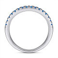 wholesale S925 Sterling Silver Single Row Half Eternity Ring with Rose Gold Plating and Blue Zircon for Women-0-2