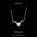 Sterling Silver Moose Necklace with Moissanite Pendant, Fashion Design-0-5