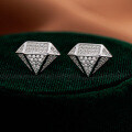 S925 Silver Moissanite Stud Earrings Hip-Hop Geometric Unisex Cross-Border-0-4