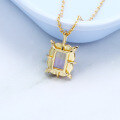wholesale S925 silver octagonal rectangular ametrine bicolor crystal pendant with vintage beaded necklace and ring set, customizable-0-3