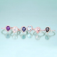 wholesale S925 Sterling Silver Classic Candy Color Ring with Natural Blue Topaz and Garnet 7*9mm Ring Setting-Zircon Ring US size 9 (domestic size 20)