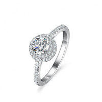 Sterling Silver 1-Carat Moissanite Women's Wedding Ring, Luxury Bezel-Set.-50 points (zircon)  No. 9