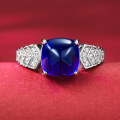 wholesale S925 Sterling Silver New Royal Blue 8*8mm Sugarloaf Ring Minimalist for AliExpress-0-5
