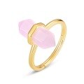 wholesale S925 silver gold-plated new diamond crystal column pink synthetic quartz ring for women, simple and fashionable-0-5