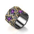 wholesale 925 Silver High-End Designer Gemstone Ring, European and American Vintage Style with Natural Amethyst-0-4