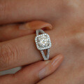 S925 Sterling Silver Moissanite 1ct Square Halo Ring for Engagement Wedding Wholesale-0-2