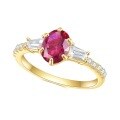 wholesale 18K gold-plated S925 sterling silver set with lab-grown ruby ring, fashionable and elegant, luxurious colored gemstone ring-0-4