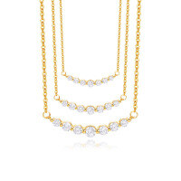 wholesale S925 Silver Short Double-row Zircon Inlaid Necklace, Women's Minimalist Layering Collarbone Chain, Autumn Winter Sweater Pendant-A3041- Medium Gold 925 Silver