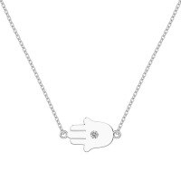 wholesale S925 Sterling Silver Cross-Border INS Style Women's Necklace, Personalized Palm Design with Zircon Inlay, High-End Collarbone Chain-Platinum DY190935-SW-WH 925 Silver