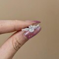 S925 Silver Moissanite Rotating Ballet Spiral Oval Solitaire Ring-0-2