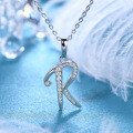 Metal Alloy Creative 26-Letter Simple Moissanite Necklace with Advanced Group Setting-0-0