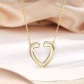 wholesale S925 Sterling Silver Women's Sand Gold Heart Pendant Necklace, Golden Heart Design, Hot-Selling Export Item, Big Brand Same Style Jewelry-0-2