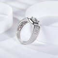 wholesale 18K white gold-plated silver 1ct moissanite diamond ring for men, luxury wedding band-0-2