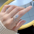 wholesale Sterling Silver 5*10 Marquise White Diamond Open Ring for Women,-0-3