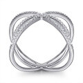 wholesale 925 Sterling Silver Wholesale Multi-Layer Stackable Rings for Women, Exaggerated Cross Design Triple Band Index Finger Rings, Popular in Europe and America-0-2