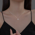 wholesale S925 Sterling Silver Circular Pendant Necklace Minimalist Geometric Circle Necklace Sweet Niche Design Collarbone Chain D9688-0-3