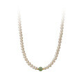 wholesale S925 Silver Women's Pearl and Hetian Jade Elegant Collarbone Necklace Simple Retro Style Necklace D9452-0-4