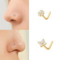 wholesale S925 Sterling Silver Hot Selling European And American Nose Stud With L-post, Zirconia Flower Nose Ring For Body Piercing Jewelry-0-1