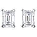 wholesale S925 Sterling Silver Korean-style Light Luxury Minimalist Design Princess-Cut Fancy-Shaped Moissanite Diamond Earrings for Women-0-4