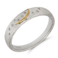 wholesale Metal material, Dunli minimalist style star and moon ring with zirconia, versatile fashion cold elegance jewelry wholesale-Night Sky Stars and Moon Platinum/Color Separation Ring No. 6 (Mido)