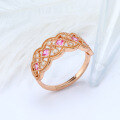 wholesale 925 Silver Rose Gold Plated, Lace Style Red Garnet Open Ring with Retro Wave Pattern-0-0