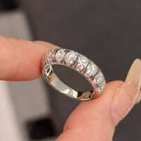 wholesale S925 Sterling Silver Vintage French-Style Round Full Diamond Ring, Retro Minimalist Design with High-End Feel-Platinum US No. 7 (Hong Kong 14-15)